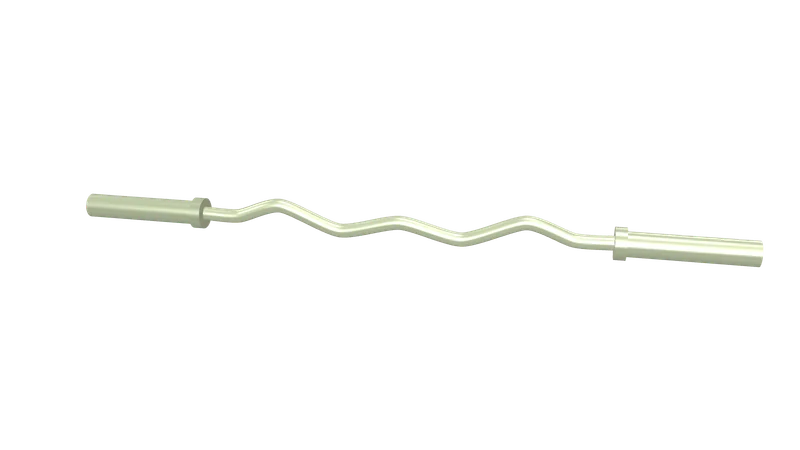 Illustration of a cambered EZ curl bar showing the angled grip sections that let the wrists rotate