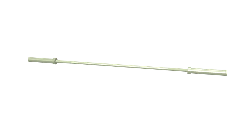 Illustration of a women’s 15 kilogram barbell with a 25 millimetre shaft, shorter than a men’s bar