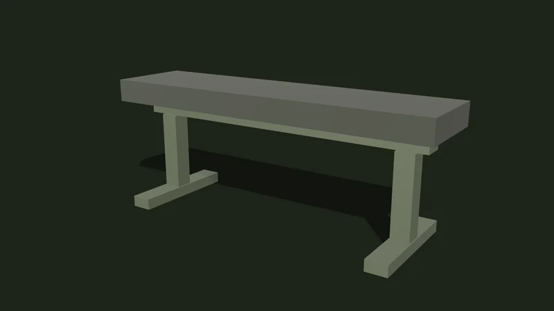 Illustration of a flat weight bench with a padded top and a steel frame